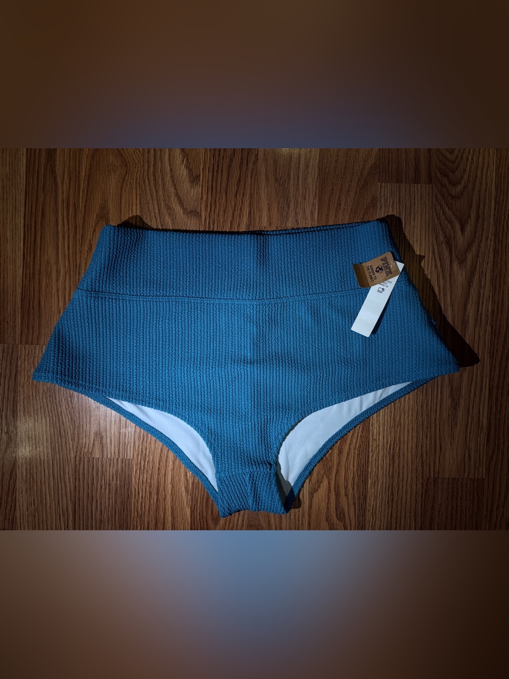 Sz XLVictoria's Secret PINK "Blue Dawn" crinkle high-waist shortie bikini bottom